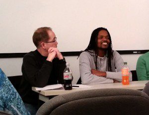 WVSU professor and filmmaker Danny Boyd with Landau Eugene Murphy, Jr. at a recent WVSU Creators Talk on the creative process.
